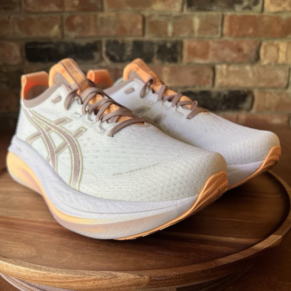 Asics Gel Nimbus 27 Womens Size 9 White Orange Athletic Running Shoes Sneakers - Picture 2 of 16